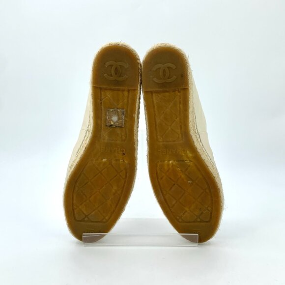 H12169 Chanel Size 38 Colorblock Round Toe Braided Slip-On Fisherman Shoes Pleat - Picture 5 of 9